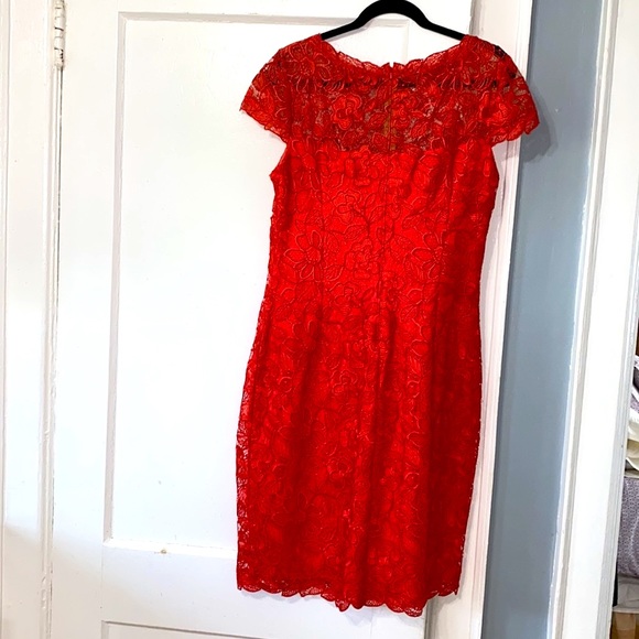 Tadashi Shoji Lace Orange Red— Size 16 - Picture 2 of 4